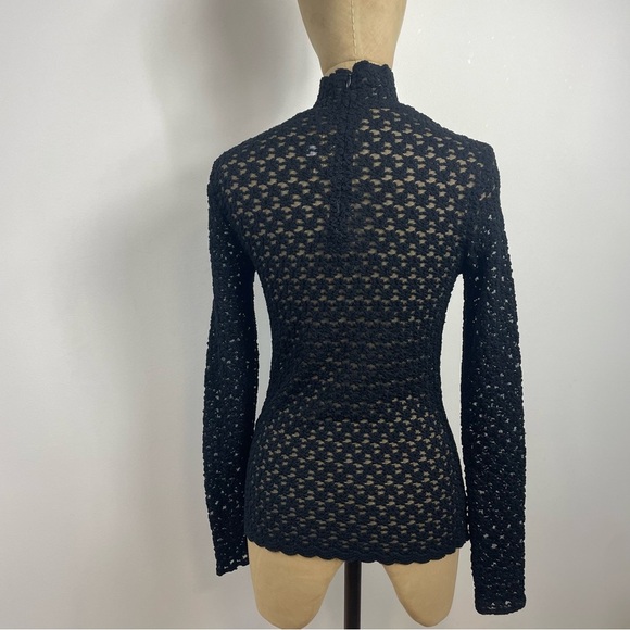 VTG Victorian Top Alberto Makali Lace Med Black Floral BohoGoth Alt Grunge Sheer - Picture 4 of 16